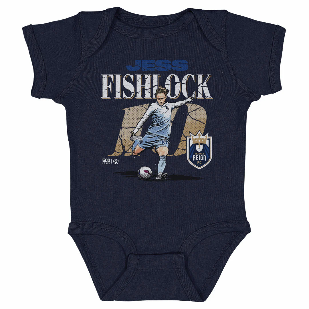 Infant Seattle Reign FC Navy Jess Fishlock Cracked Number Onesie
