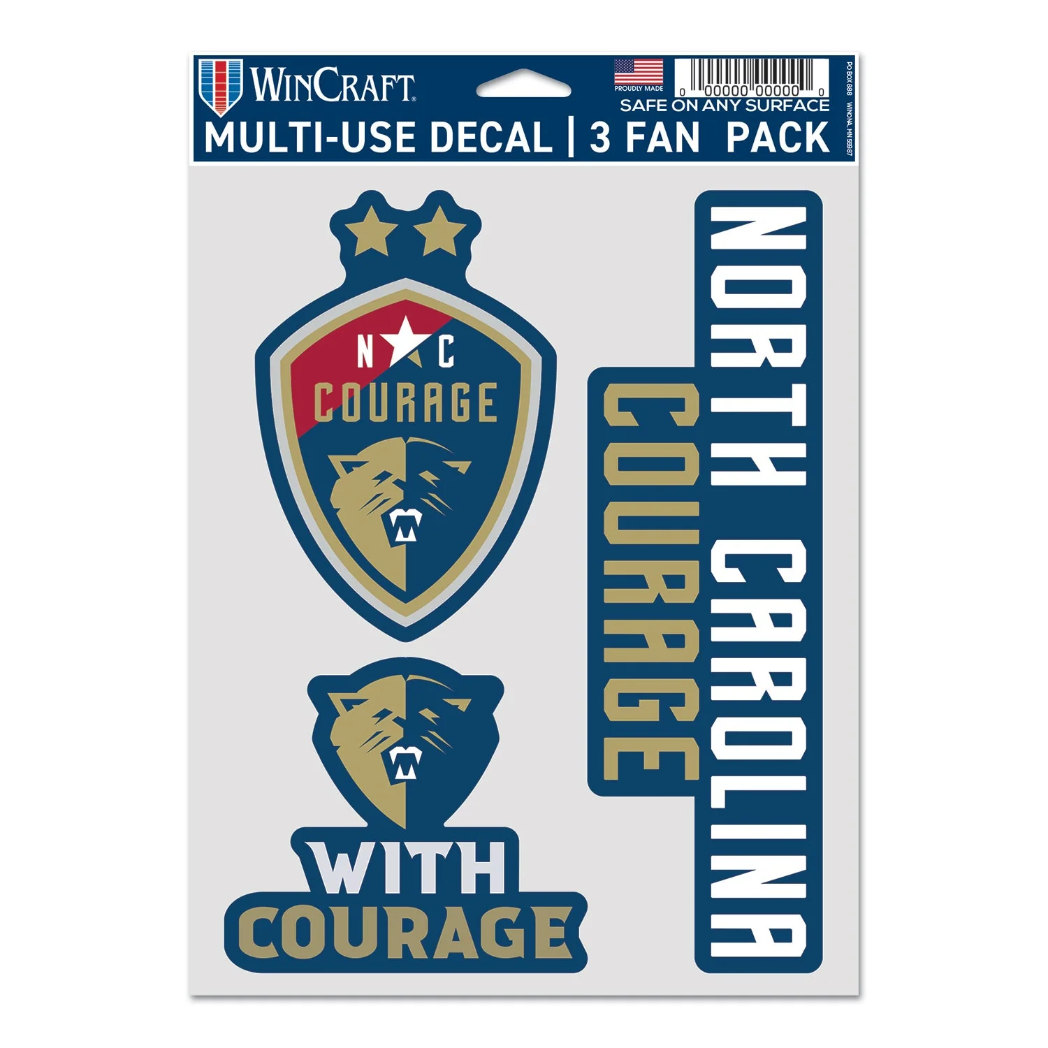 NC Courage 3-Pack Stickers