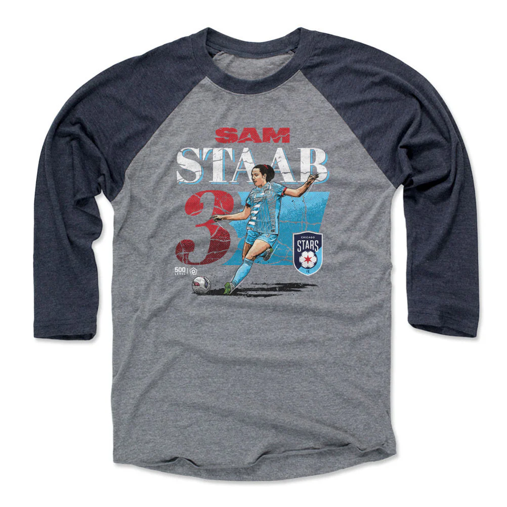 Unisex Chicago Stars Sam Staab Cracked Number Raglan