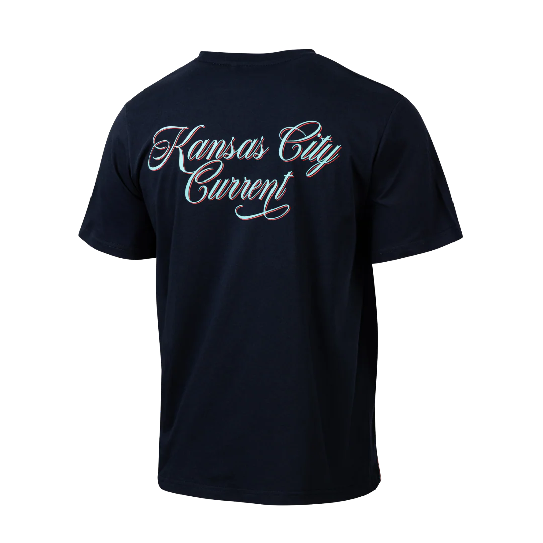 Unisex KC Current Navy Scripted Tee