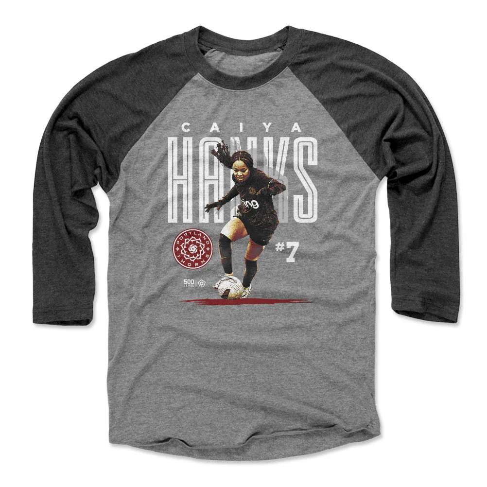 Unisex Portland Thorns Gray Caiya Hanks Bitmap Raglan