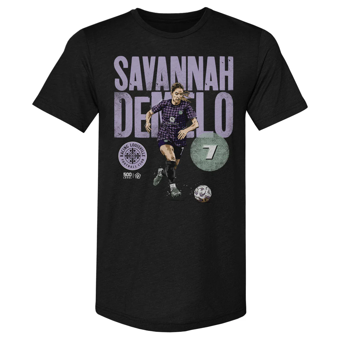 Unisex Racing Louisville Black Savannah DeMelo Bold Slim-Fit Tee
