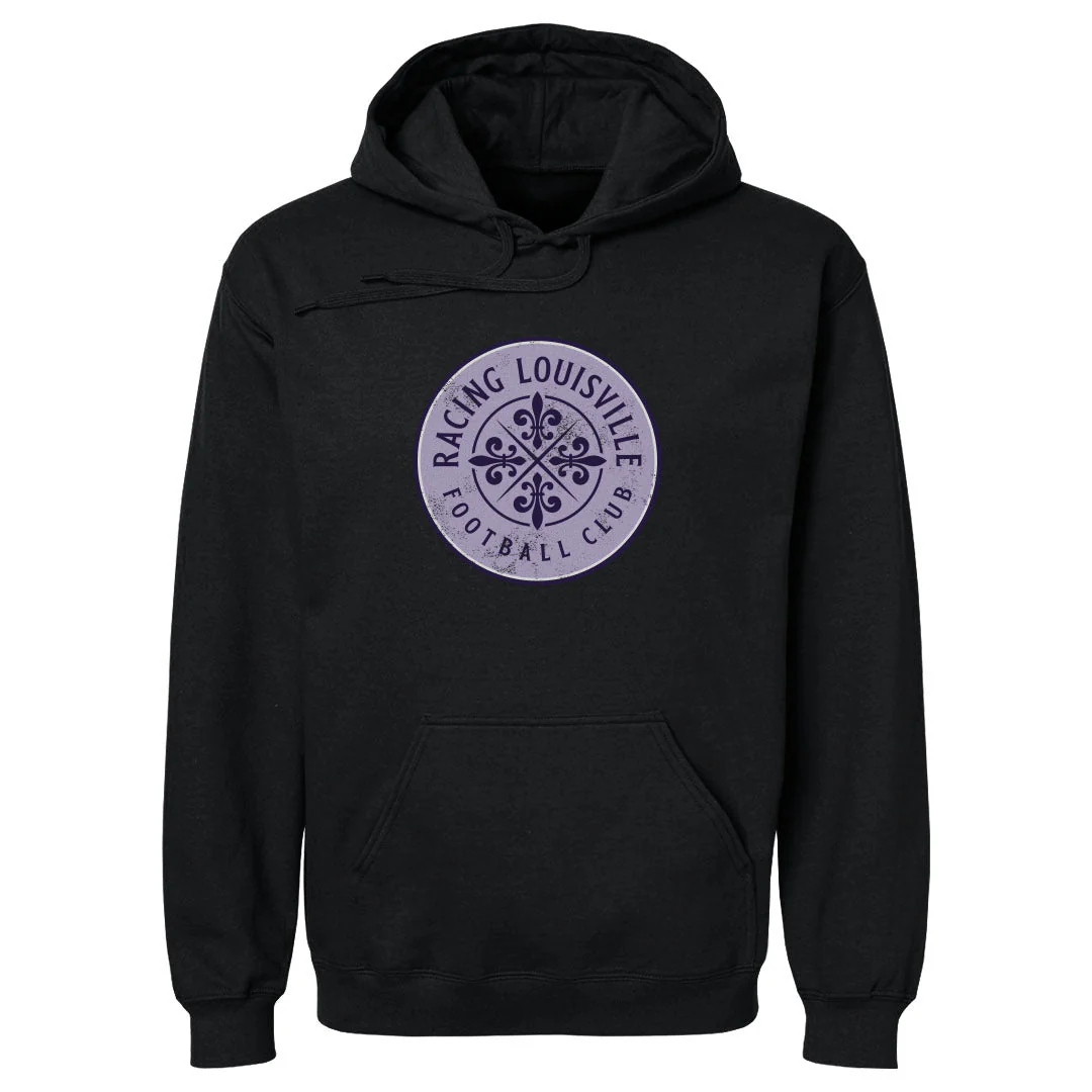 Unisex Racing Louisville Black Vintage Primary Logo Hoodie