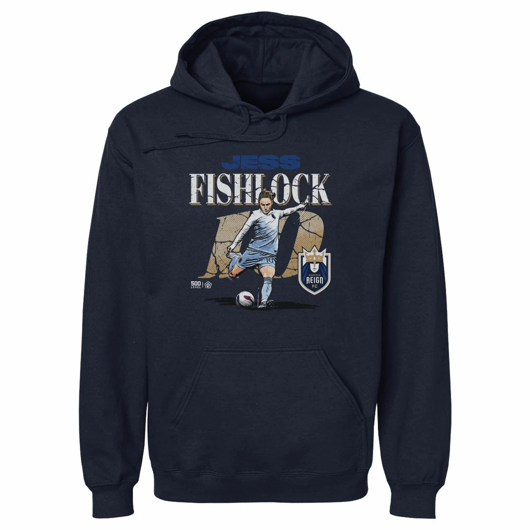 Unisex Seattle Reign FC Navy Jess Fishlock Cracked Number Hoodie