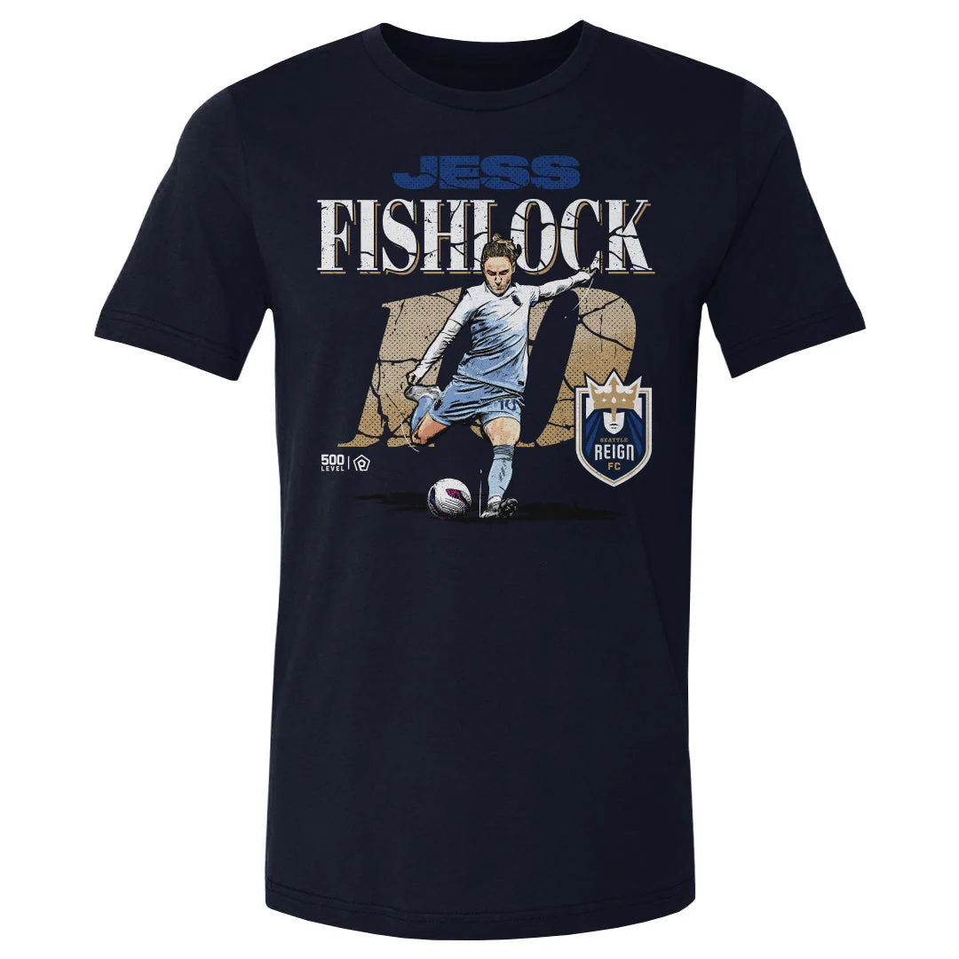 Unisex Seattle Reign FC Navy Jess Fishlock Cracked Number Tee