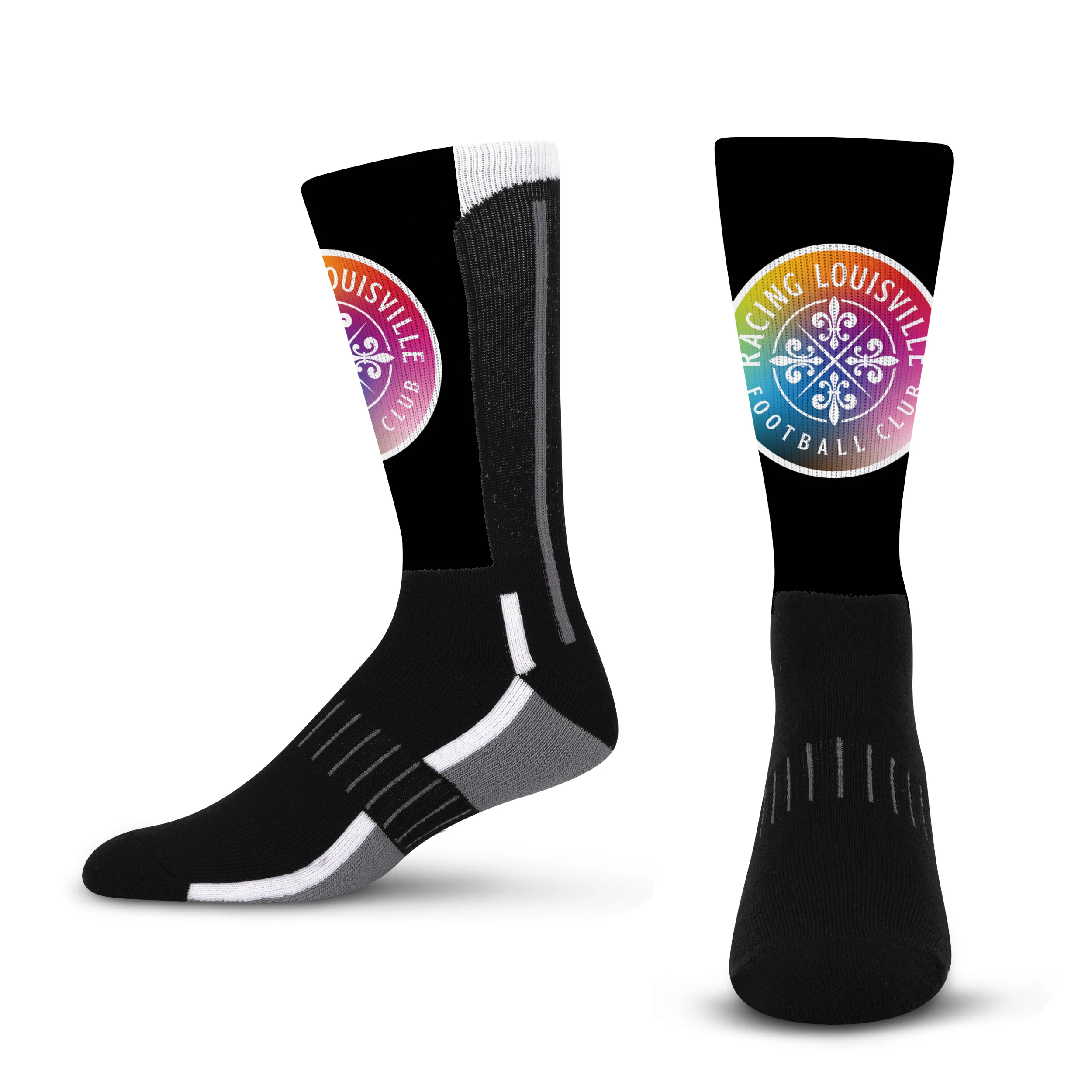 Youth Racing Louisville Black Phenom Curve 2025 Pride Socks